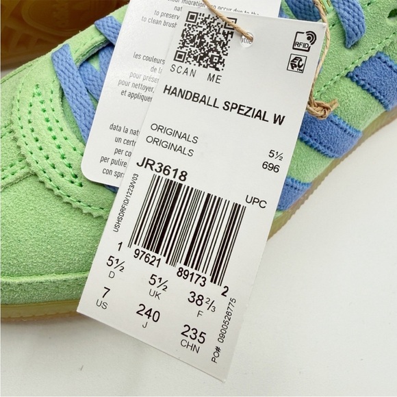 Adidas Handball Spezial W Sneakers Size 8 Womens Lime Green/Blue JR3618 - Picture 3 of 7